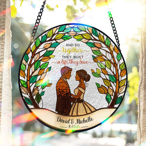 Newlywed Couple Stained Glass - Personalized Gifts For Couple 01PGLU160825 - Ornament - GoDuckee