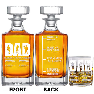 Veteran Dad Whiskey Decanter Set - Personalized Gift For Dad 03TOQN220525 - Whiskey Bottle - GoDuckee