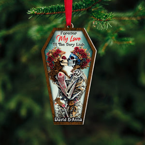 Forever My Love Til The Very Ends, Personalized Skull Couple Ornament, Gift For Couple - Ornament - GoDuckee