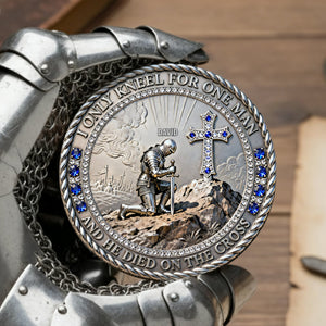 Knight Templar Kneeling Before A Cross Printed Metal Coin - Personalized Gifts For Christians 01kilu270226 - Coin - GoDuckee