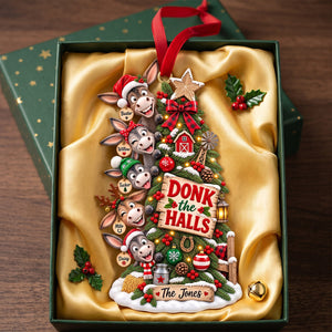 Clumsy Donkey Christmas Tree Ornament, Personalized Gifts For Family 04QHTN040926