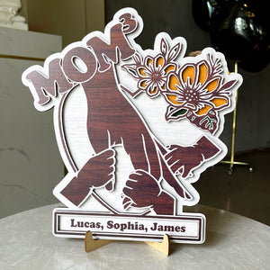 Personalized Gifts For Mother Wood Sign Mom Holding Children's Hands - Wood Signs - GoDuckee
