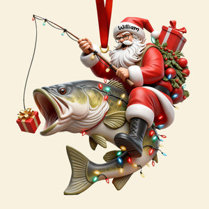 Badass Fishing Santa Acrylic Ornament, Personalized Gifts For Fishing Lovers 02qhqn311025 - Ornament - GoDuckee