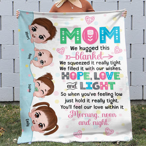 Mom We Hugged This Blanket You'll Feel Our Love Within It Morning, Noon And Night-Personalized Blanket-Gift For Mom/ Gift For Grandma- Mom Blanket - Blanket - GoDuckee