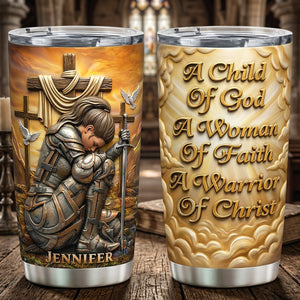 Kneeling Knight Woman Tumbler - Personalized Gifts For Christians 01huta170326 - Tumbler Cup - GoDuckee