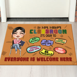EveryOne Is Welcome Here-Gift For Teacher-Personalized Door Mat- Teacher Door Mat - Doormat - GoDuckee