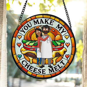 Personalized Gifts For Couple Stained Glass Suncatcher 05TGMH070125HG - Ornament - GoDuckee