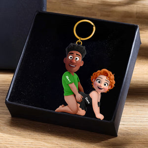 Naughty Couple Keychain - Personalized Gifts For Couple 05naqn140126 - Keychains - GoDuckee