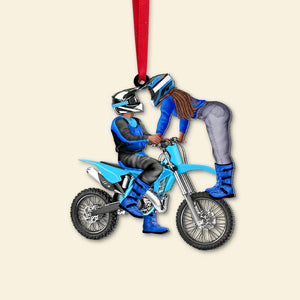 Motocross Couple, Personalized Acrylic Ornament, Gift For Christmas - Ornament - GoDuckee