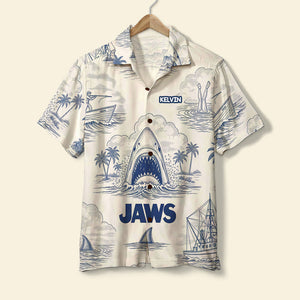Shark Toile De Jouy Style Hawaiian Shirt - Personalized Gifts For Movie Lovers 02namg150725 - Hawaiian Shirts - GoDuckee