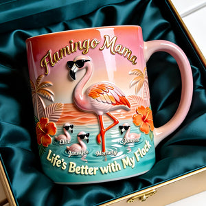 Flamingo Mom With Kids Accent Mug - Personalized Gifts For Mom 01pgdt040326 - Coffee Mug - GoDuckee