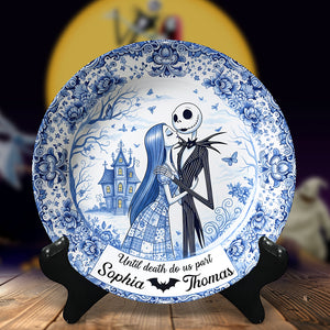 Spooky Couple Ceramic Round Plate - Personalized Gifts For Couple 05ohqn160725 - Ceramic Round Plate - GoDuckee
