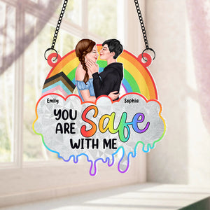 Personalized Gifts For Pride Couple Suncatcher Ornament 05QHPU200624TM, LGBT+ Ally Decor - Ornament - GoDuckee