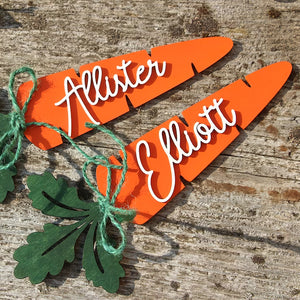 Personalized Gifts For Easter Day Wood Sign Custom Name Carrot Tag - Wood Signs - GoDuckee