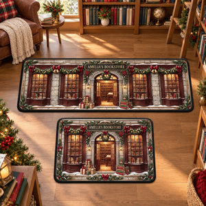 Cozy Bookstore Christmas Rug - Personalized Gifts For Book Lovers 02NAQN260926