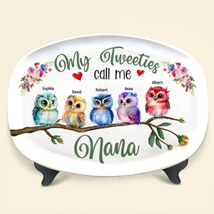 Grandma Little Tweeties, Personalized Resin Plate, My Tweeties Call Me Nana, Birthday Gift For Grandma - Resin Plate - GoDuckee