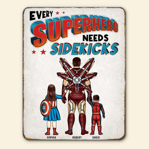 Gift For Father's Day, Super Dad And Kids 10ACQN170523TM Personalized Cut Metal Sign - Metal Wall Art - GoDuckee