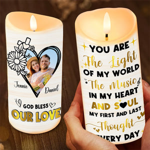 Personalized Custom Photo Gifts For Christian Couple LED Candle God Bless Our Love 01KALU090125 - Led Candle - GoDuckee