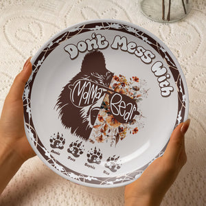Mama Bear Ceramic Round Plate - Personalized Gift For Mom 02XQLU250325 - Ceramic Round Plate - GoDuckee