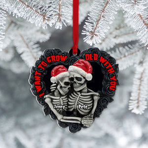 Personalized Skull Couple Wood Ornament Gift For Couple - Ornament - GoDuckee