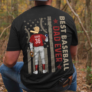 Best Baseball Dad Ever Personalized Shirt, American Flag Pattern Shirt, Birthday Gift, Father's Day Gift For Baseball Lovers - Shirts - GoDuckee
