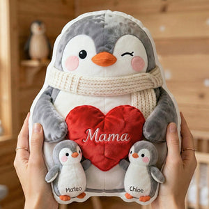 Penguin Mom Pillow - Personalized Gifts For Mom 01NADT020326 - Pillow - GoDuckee