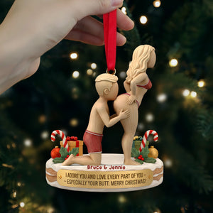 Naughty Couple Ornament - Personalized Gift For Couple Christmas Wooden Ornament 04OHLU241125 - Ornament - GoDuckee