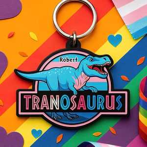 Colorful Dinosaur Keychain – Personalized Gifts for LGBTQ+ Pride 03hupu050625 - Keychains - GoDuckee