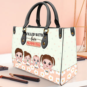 Filled With Love Mommy Bag-Personalized Leather Bag- Gift For Mom- Mom Leather Bag - Leather Bag - GoDuckee