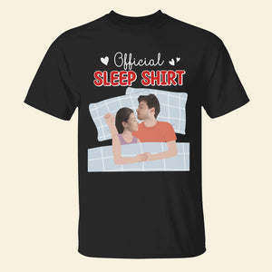 Official Sleep Shirt, Custom Sleeping Couple Face Shirt, Gift For Couple, Valentine's Gifts - Shirts - GoDuckee