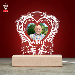 I Used To Be His Angel Now He Is Mine - Custom Heaven Led Light - Gift For Family - Led Night Light - GoDuckee