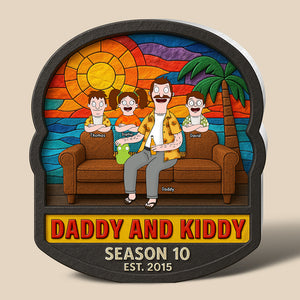 Daddy And Kiddy Acrylic Plaque - Personalized Gifts For Dad 05ohqn290425pahg - Shaped Plaques - GoDuckee
