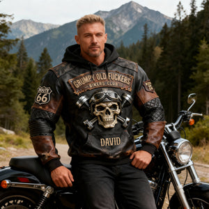 Vintage Biker Skull Hoodie - Personalized Gift For Bikers 05NALU230126 - AOP Products - GoDuckee