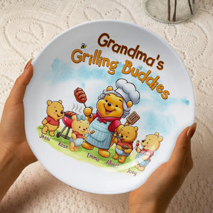 Personalized Gifts For Grandma Round Plate Grilling Buddies 02OHLU140325 - Ceramic Round Plate - GoDuckee