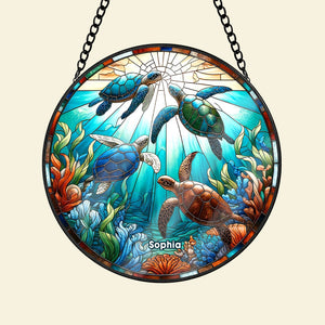 Personalized Turtle Stained Glass Ornament 03acxx210824/02acqn230824 - Ornament - GoDuckee