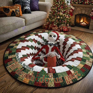 Spooky Twist Christmas Quilted Round Mat Personalized Gifts For Couple 01TGDT011025 - Doormat - GoDuckee