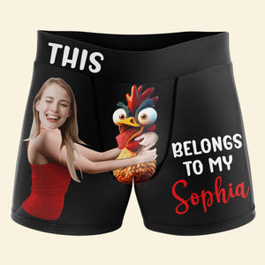 This Cock Belong To, Couple Gift, Personalized Men Boxer, Funny Couple Boxer, Gift For Him - Boxer Briefs - GoDuckee