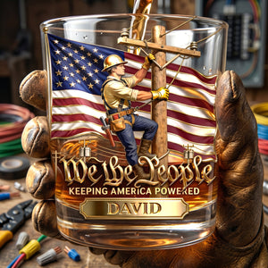 Keeping America Powered Whiskey Glass - Personalized Gifts For Lineman 01PGLU150626 - Glass - GoDuckee