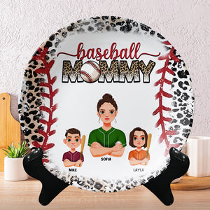 Personalized Gift For Mom Ceramic Round Plate Mother's Day Baseball Mom 02XQMH200325HG - Ceramic Round Plate - GoDuckee