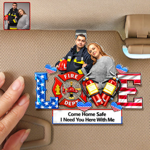 Firefighter Couple Car Visor Clip - Personalized Custom Photo Gift For Couples 04HUQN290126 - Car Visor Clip - GoDuckee
