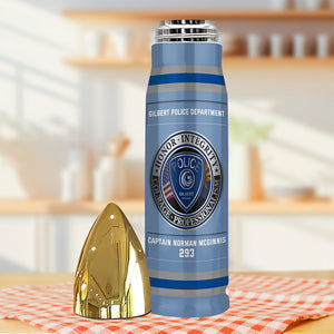 Police Bullet Tumbler With Department Logo - Custom Police Station Patches Gifts For Police With Name, Number Tag 01qhqn121224 - Tumbler Cup - GoDuckee