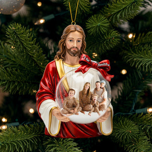 Custom Photo Jesus Ornament - Personalized Gifts For Christian Christmas Ornament 02PGLU031125 - Ornament - GoDuckee