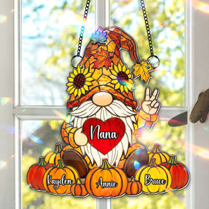 Cute Pumpkin Gnome Suncatcher - Personalized Gifts For Grandma 07NALU150725 - Ornament - GoDuckee