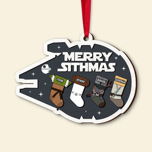 Galaxy Family, Personalized 02QHTN201123 Stocking 2 Layered Wooden Ornament - Ornament - GoDuckee