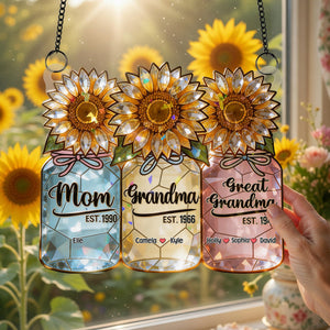 Sun Flowers Suncatcher Ornament - Personalized Gifts For Grandma and Mom 04kimg180326 - Ornament - GoDuckee
