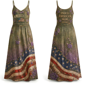 Proud American Mom - Celebrated America 250th Anniversary Suspender Maxi Dress - Personalized Gifts For Moms 04toqn070426 - Dress - GoDuckee