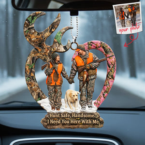 Couple Hunting Custom Photo Car Hanging Ornament - Gifts For Couple 01huta190126 - Ornament - GoDuckee
