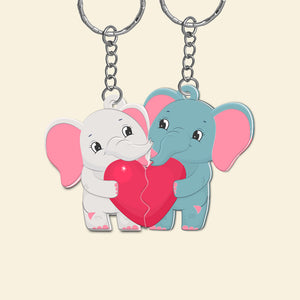 Personalized Elephant Couple Keychains - Couple Gift - Keychains - GoDuckee