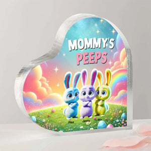 Personalized Gifts For Mom Heart Plaque, Bunny Peeps Easter Day 02TGMH110325 - Shaped Plaques - GoDuckee