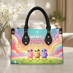 Personalized Gifts For Mom Leather Bag, Easter Day Chick Peeps 011TGMH180325 - Leather Bag - GoDuckee